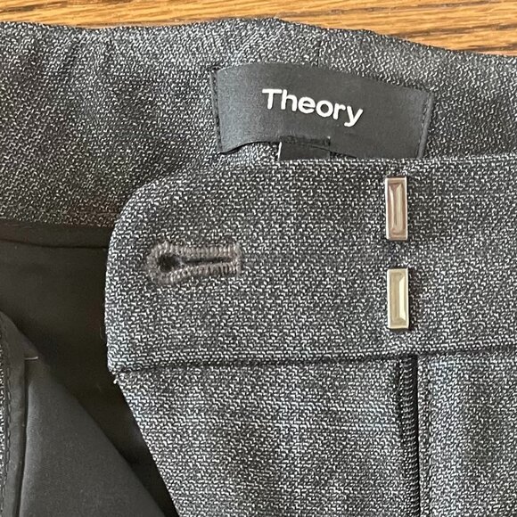 Theory Gray Plaid Wool Straight Leg Dress Pants - Size 4 - Picture 2 of 9